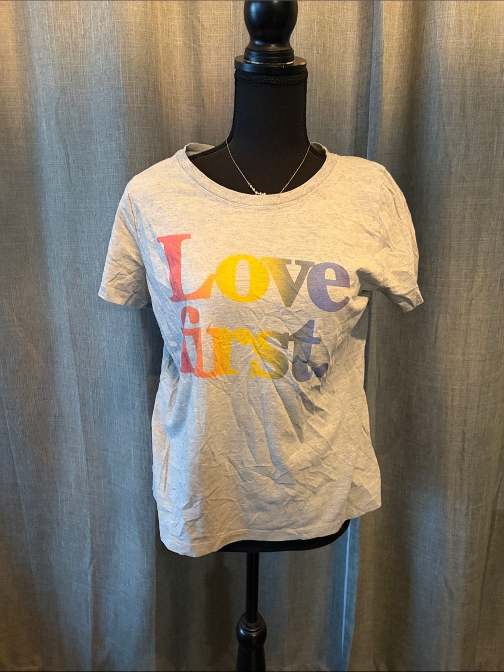 J. Crew Heather Gray PRIDE Graphic Logo Crewneck Tee
